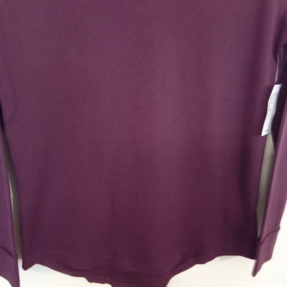 Kismet Burgundy  Long Sleeve Thermal V Neck Tee Shirt - Picture 11 of 12